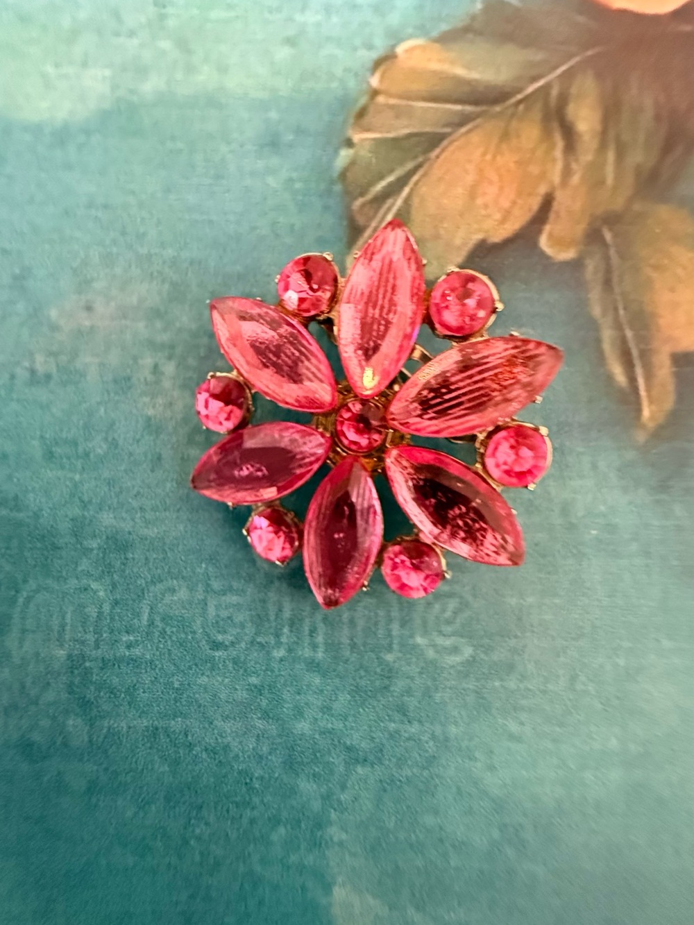 Pink Floral Crystal Brooch